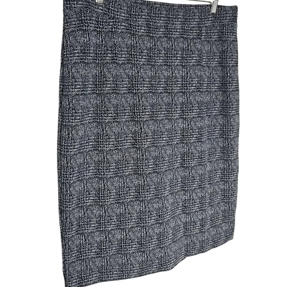 41Hawthorn Womens L Navy White Plaid Pencil Skirt Stretch Lined Career Work